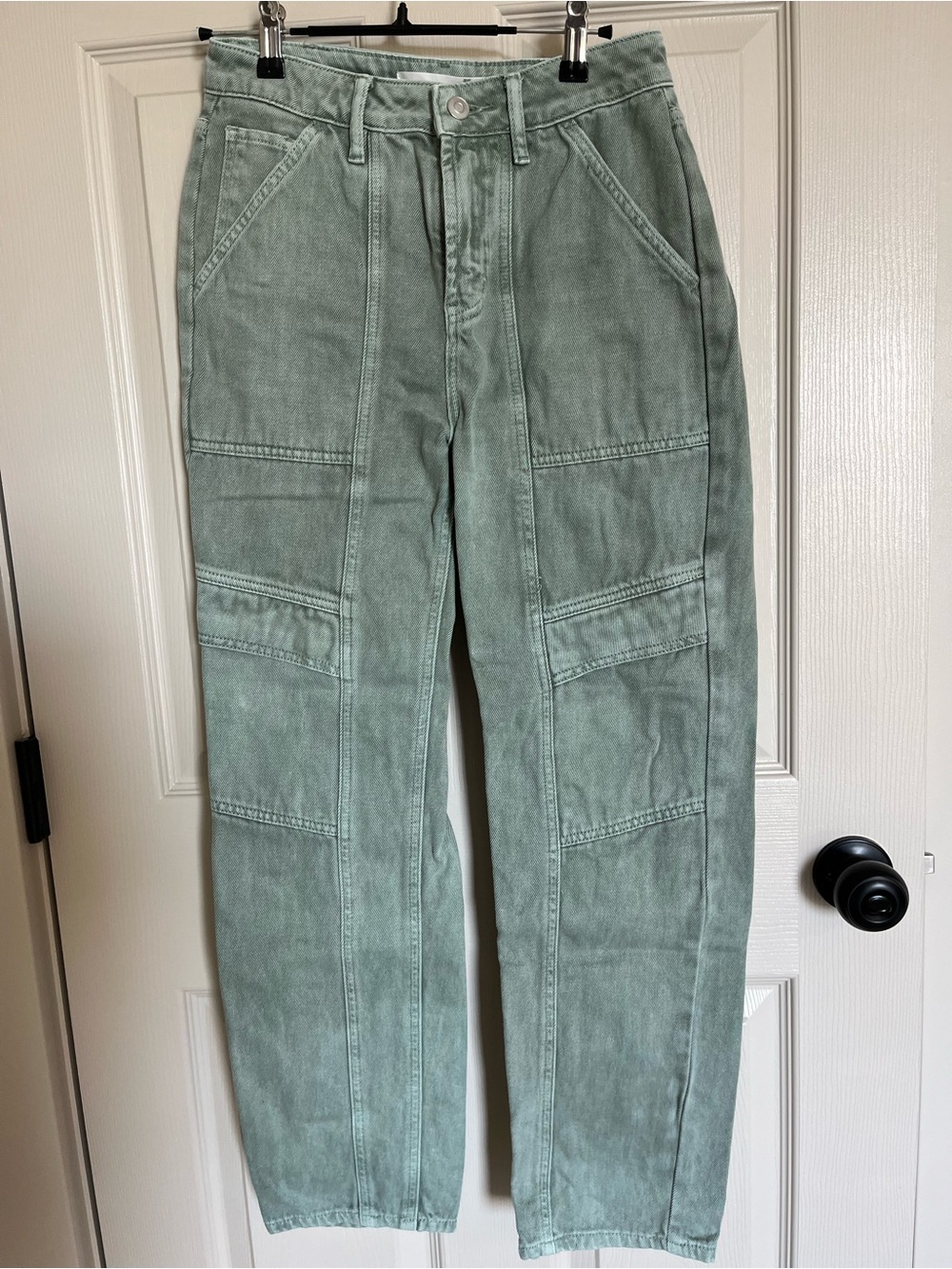 Altar'd State Washed Sage Green Straight-Leg Utility Pants